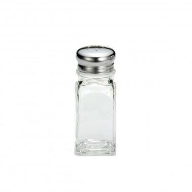 Spargisale/pepe vetro con capsula inox quadrato