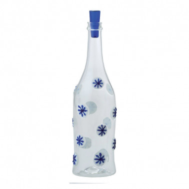 Bottiglia dec n. 3 con tappo blu lt 0,8 Vetro Borosilicato