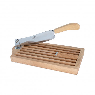 Tagliere pane legno-raccoglibriciole con coltello