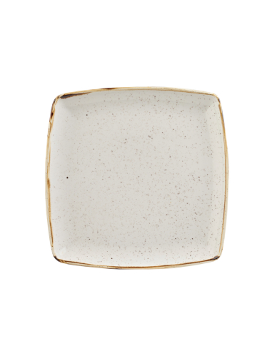 Piatto Quadrato Stonecast Bianco Puntinato